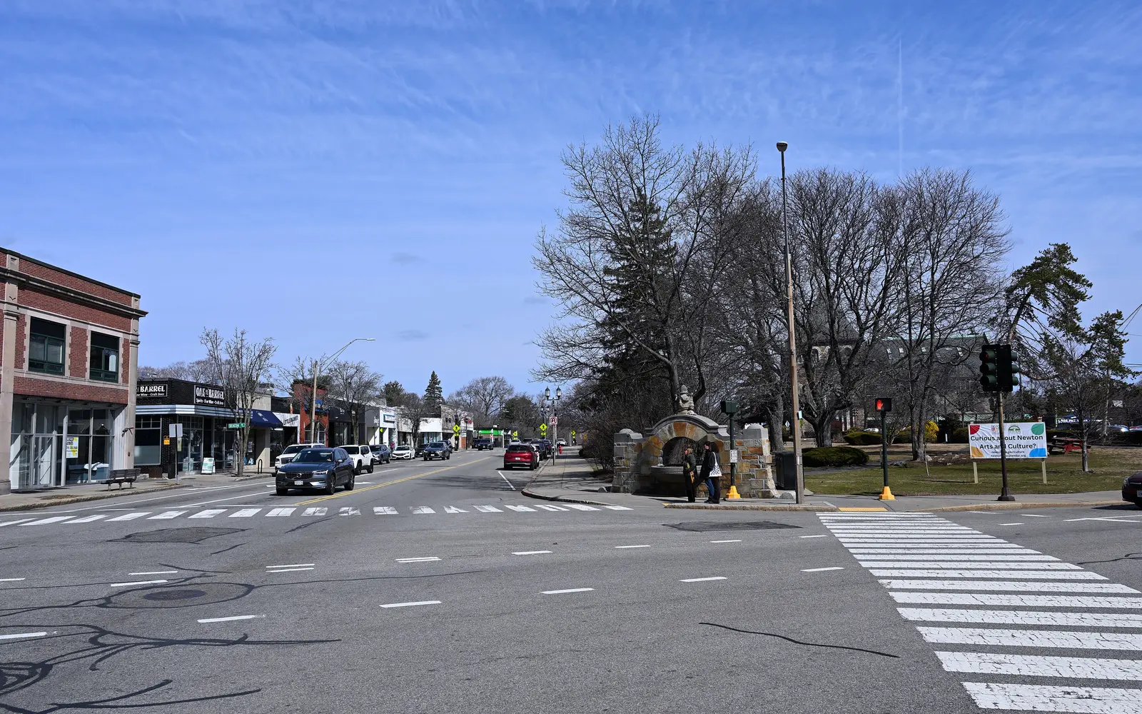 Centre Street and Newton Centre Green in Newton Centre